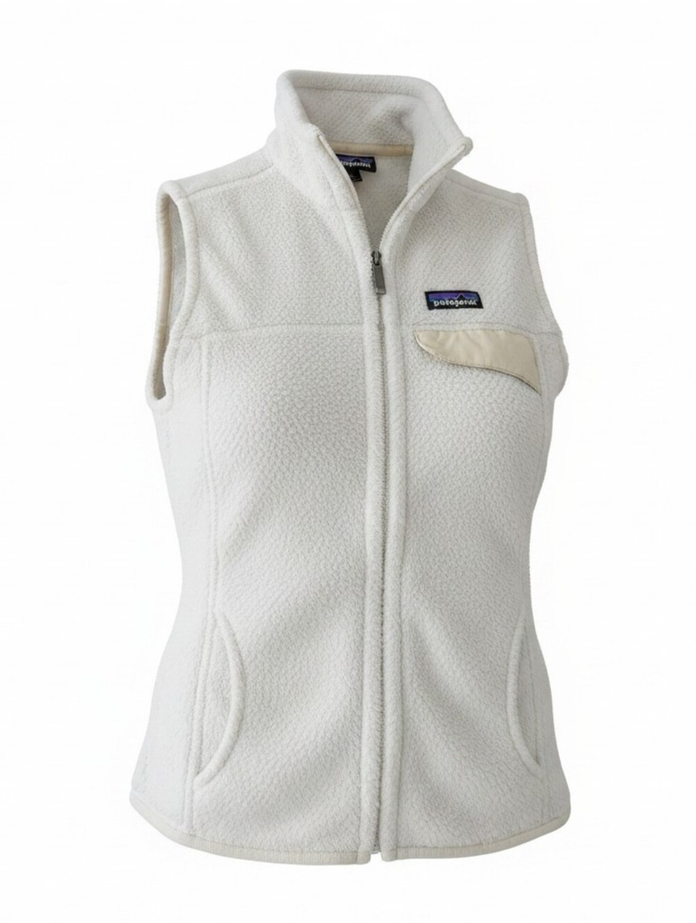 Patagonia Womens Size Small Cream Re-Tool Fleece Vest Full Zip Pockets